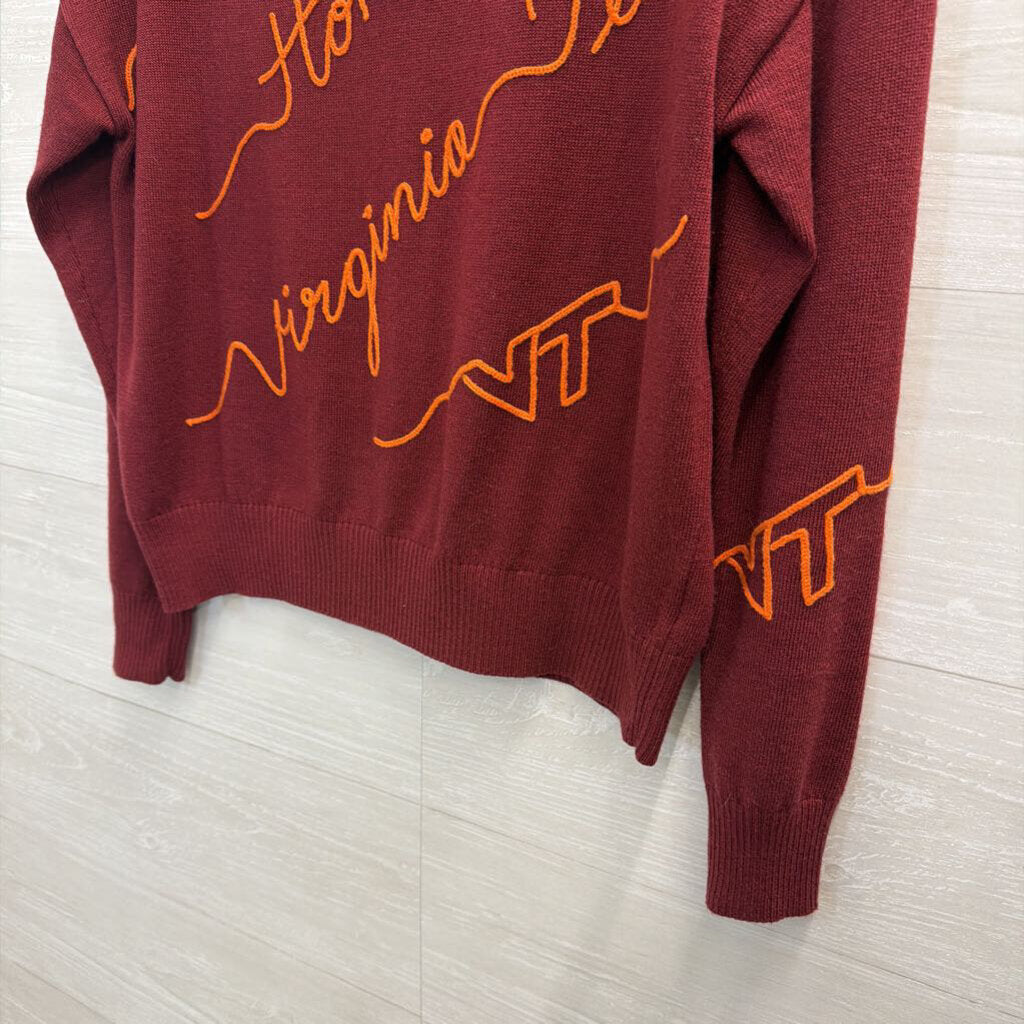 KadyLuxe Burgundy/ Orange Knit Virginia Tech Sweater Small