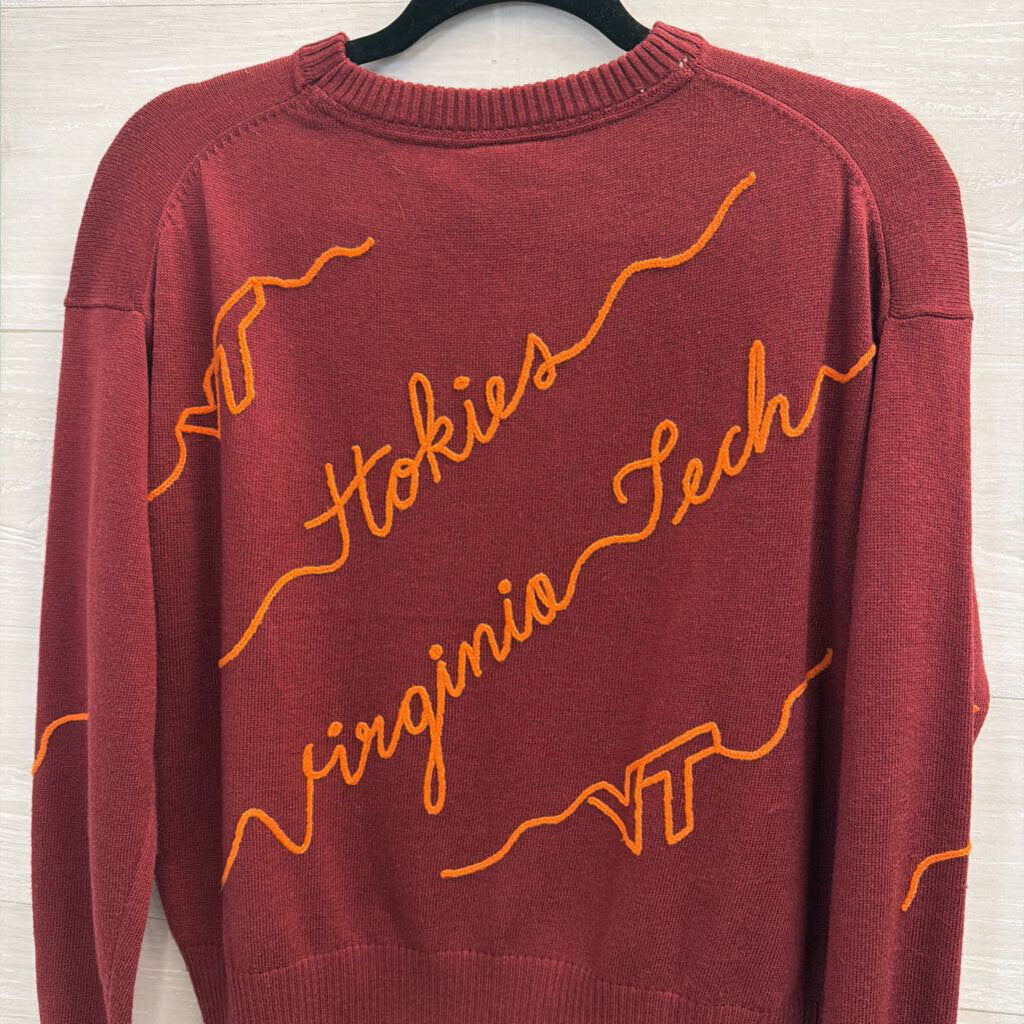KadyLuxe Burgundy/ Orange Knit Virginia Tech Sweater Small