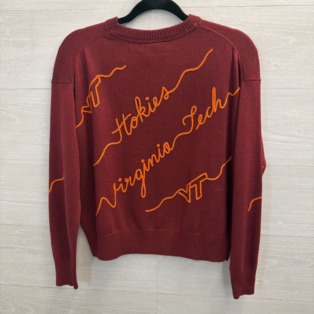 KadyLuxe Burgundy/ Orange Knit Virginia Tech Sweater Small