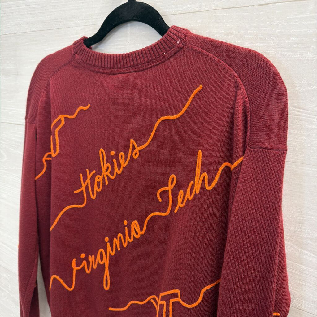 KadyLuxe Burgundy/ Orange Knit Virginia Tech Sweater Small