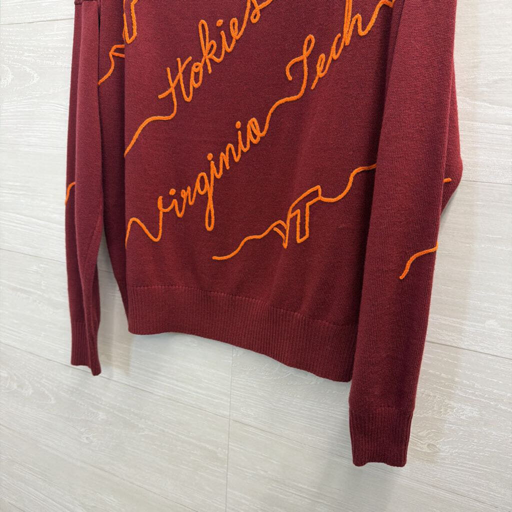 KadyLuxe Burgundy/ Orange Knit Virginia Tech Sweater Small