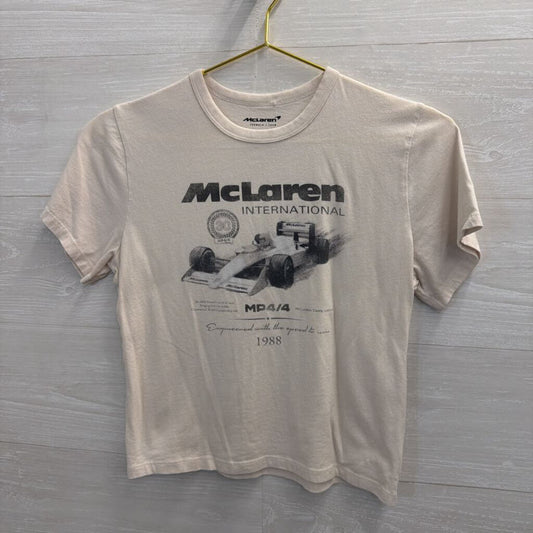 McLaren White/ Black Cropped Short Sleeve Graphic Tee Small