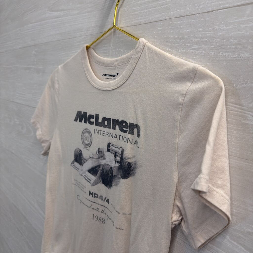 McLaren White/ Black Cropped Short Sleeve Graphic Tee Small