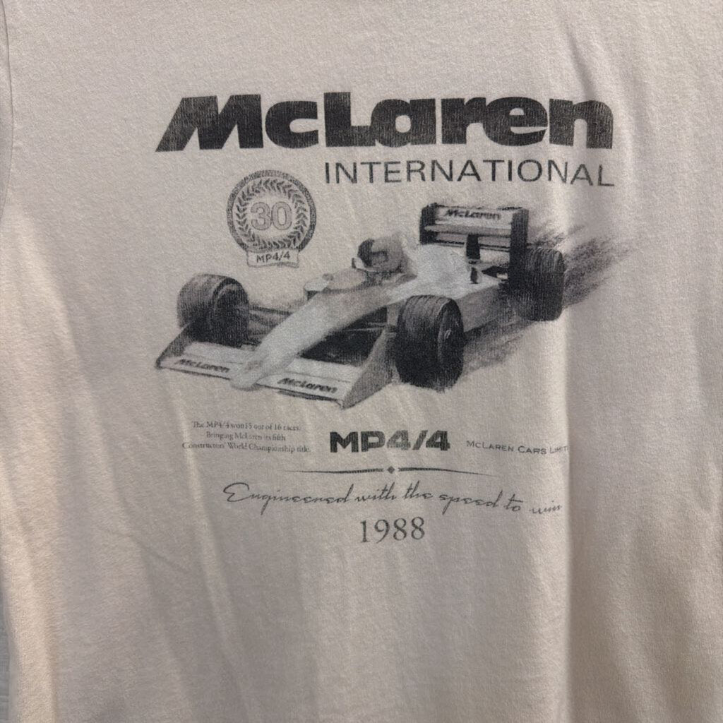 McLaren White/ Black Cropped Short Sleeve Graphic Tee Small