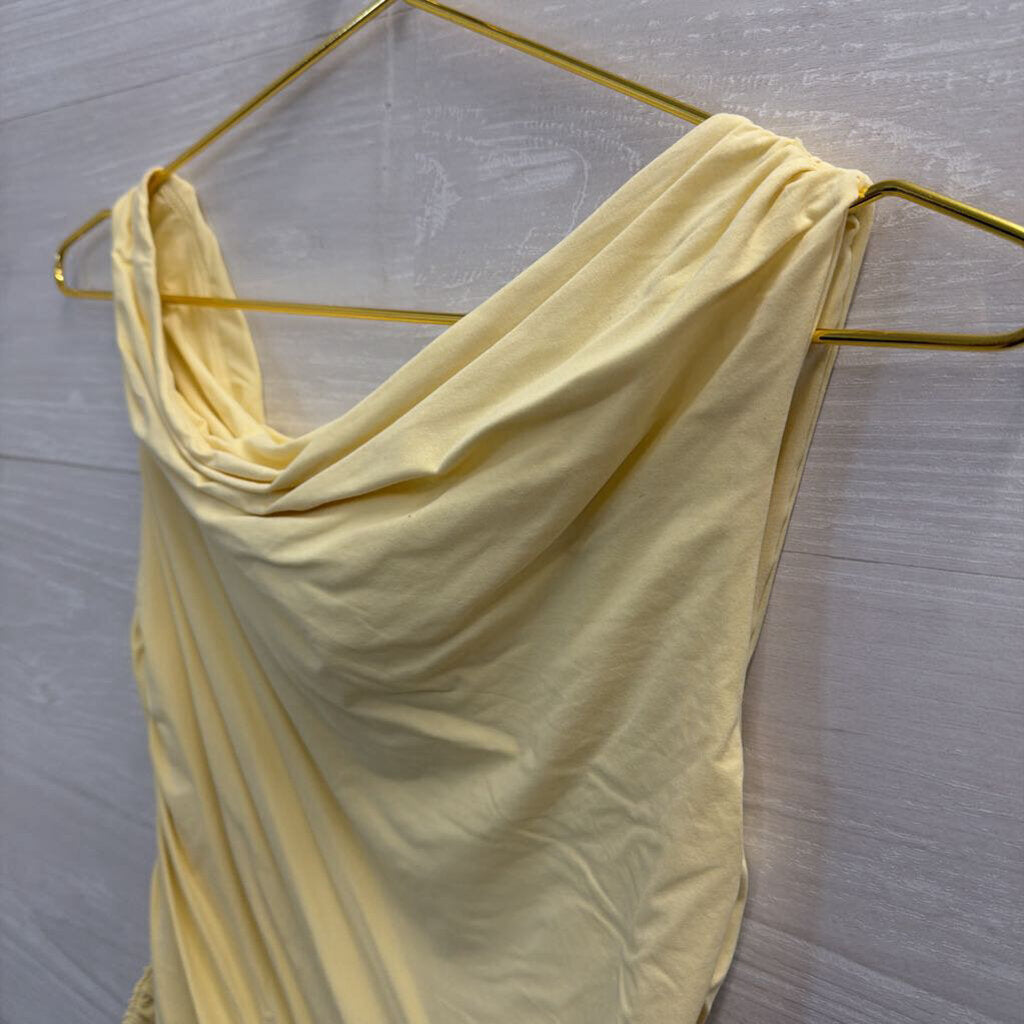 Yellow Ruched Cropped Sleeveless Top Small