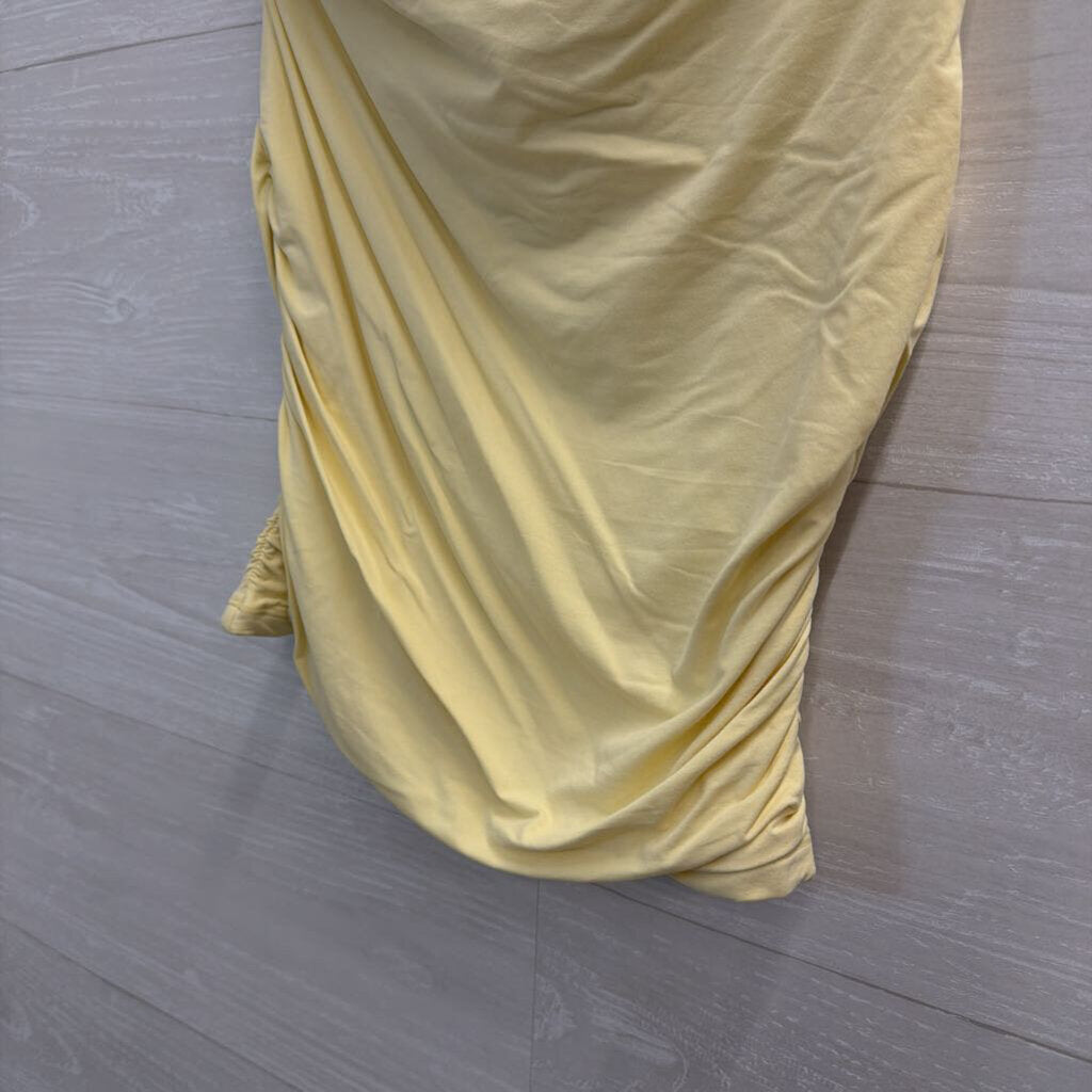 Yellow Ruched Cropped Sleeveless Top Small