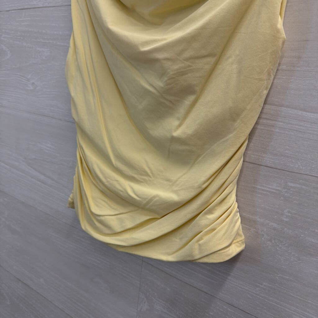 Yellow Ruched Cropped Sleeveless Top Small
