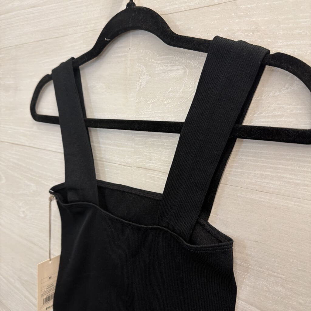 Black Ribbed Cropped Tank Top Medium