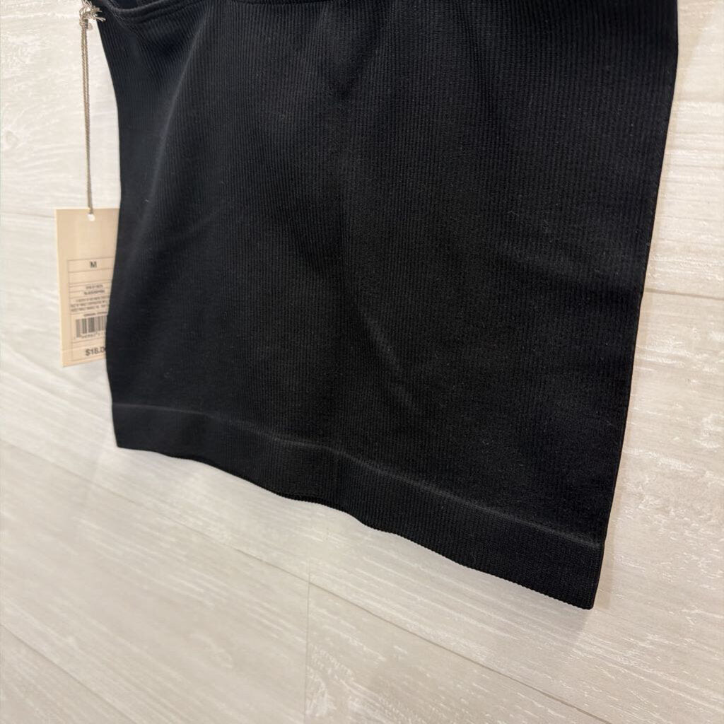 Black Ribbed Cropped Tank Top Medium