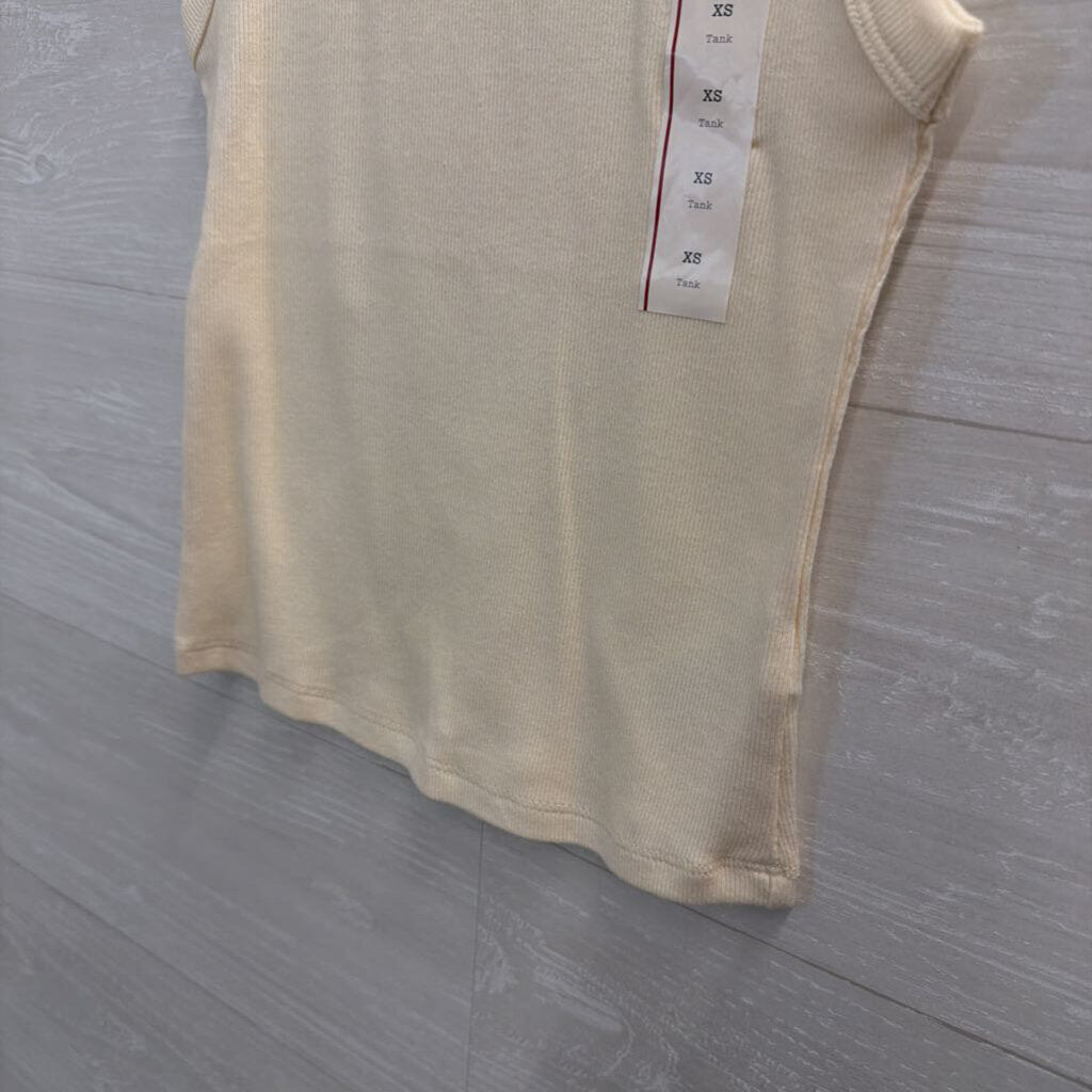 A New Day Cream/ Green Embroidered Fish Tank Top Extra Small