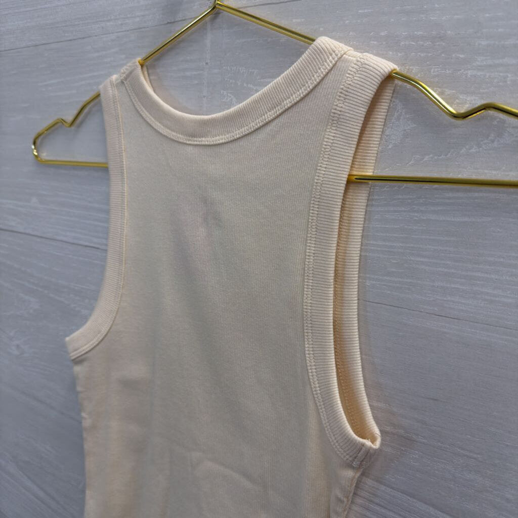 A New Day Cream/ Green Embroidered Fish Tank Top Extra Small