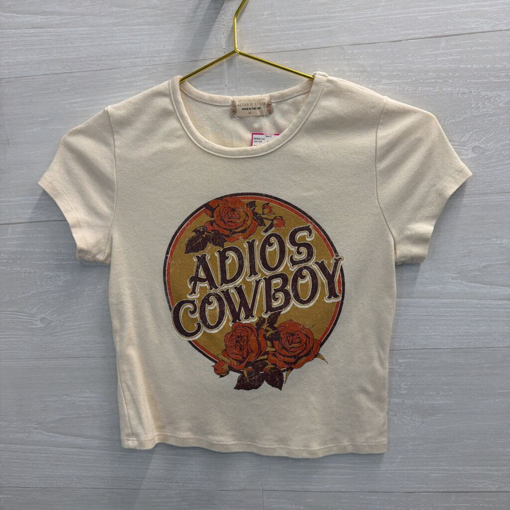 Altar'd State Adios Cowboy Cropped Short Sleeve Top Medium