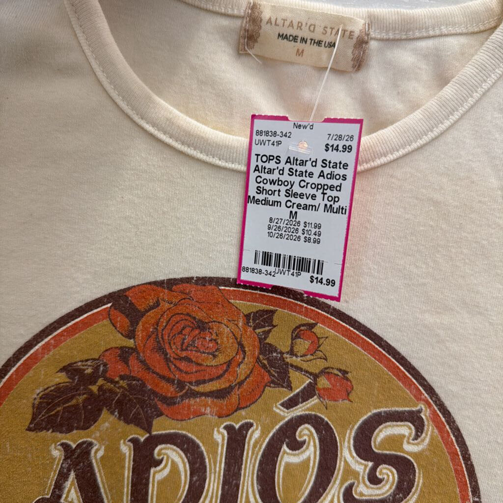 Altar'd State Adios Cowboy Cropped Short Sleeve Top Medium