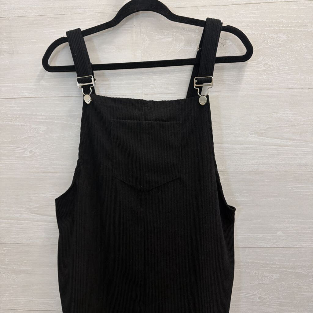 Black Corduroy Overall Dress Medium