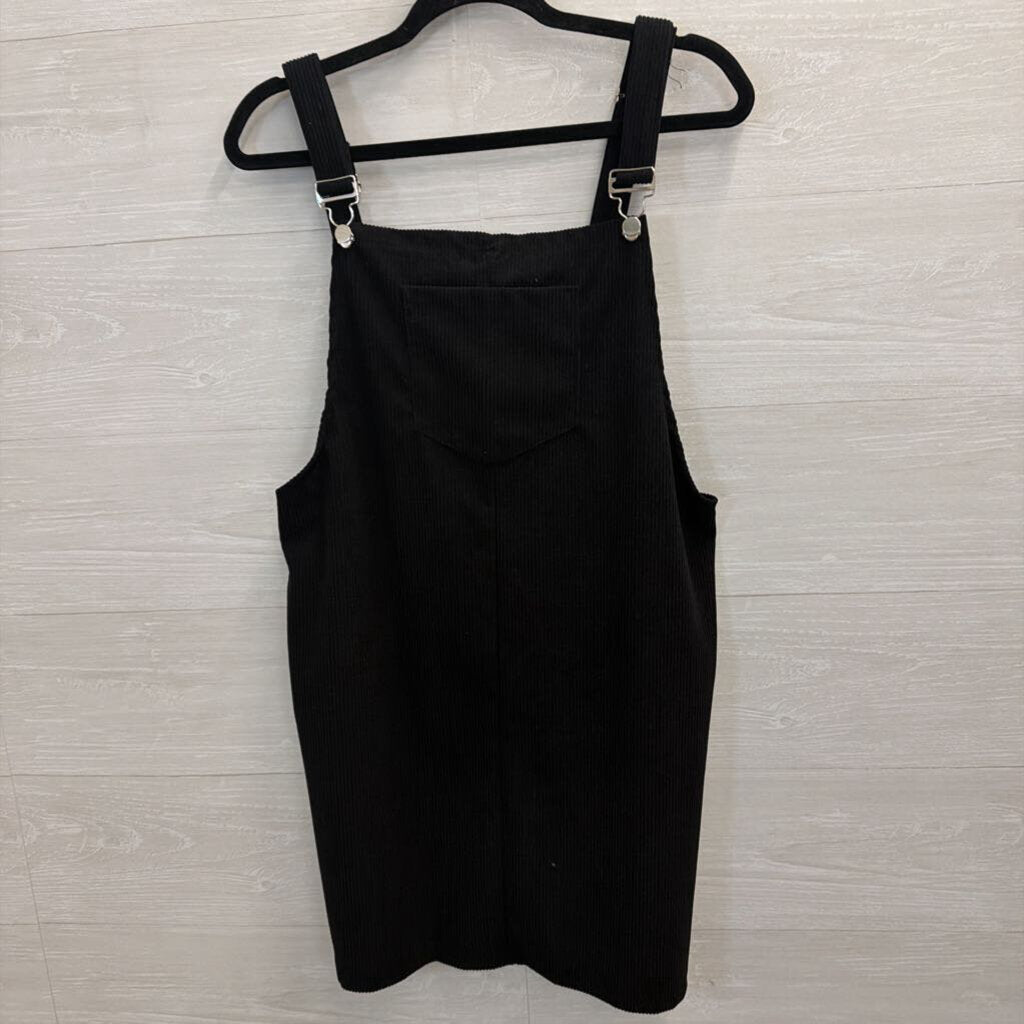 Black Corduroy Overall Dress Medium