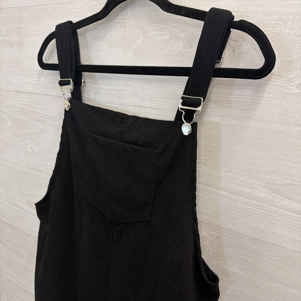 Black Corduroy Overall Dress Medium
