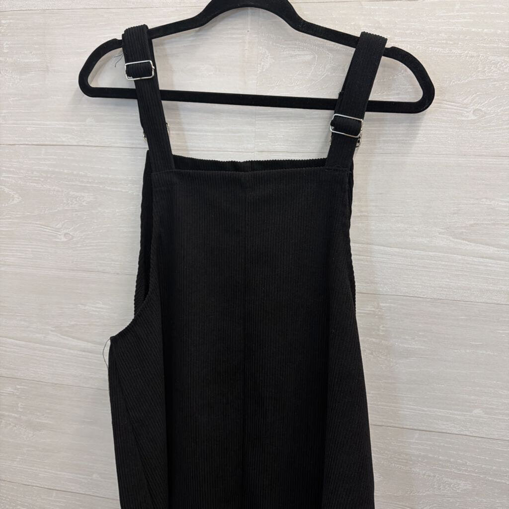 Black Corduroy Overall Dress Medium