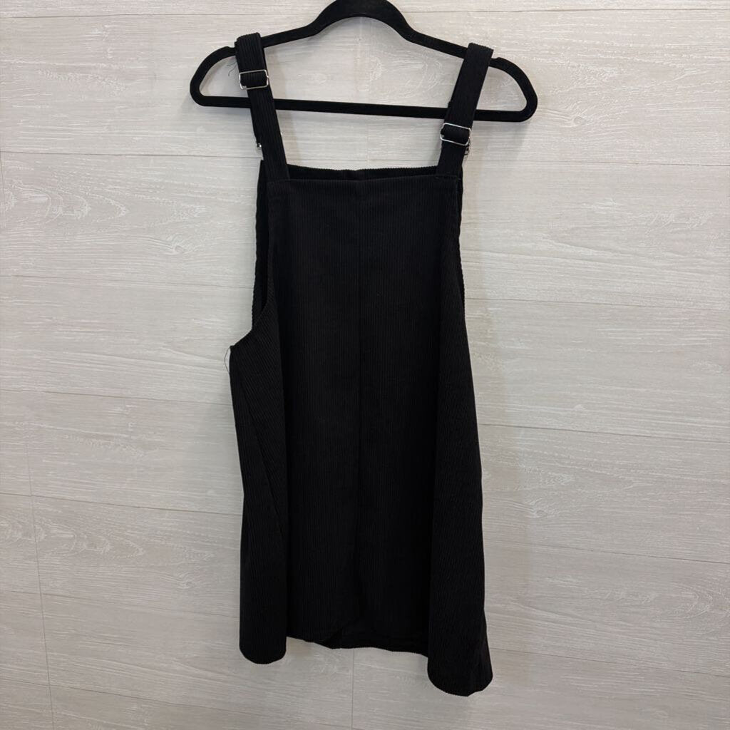 Black Corduroy Overall Dress Medium