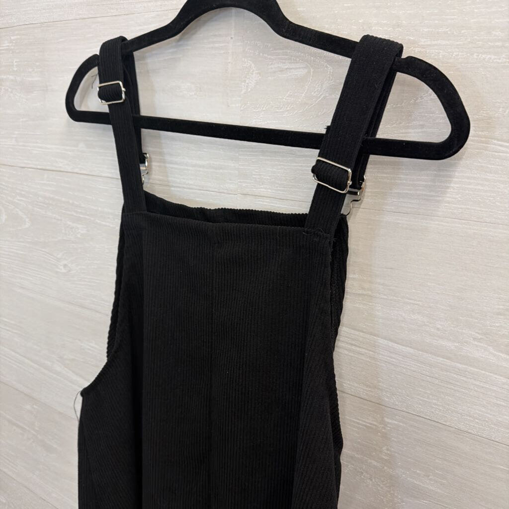 Black Corduroy Overall Dress Medium