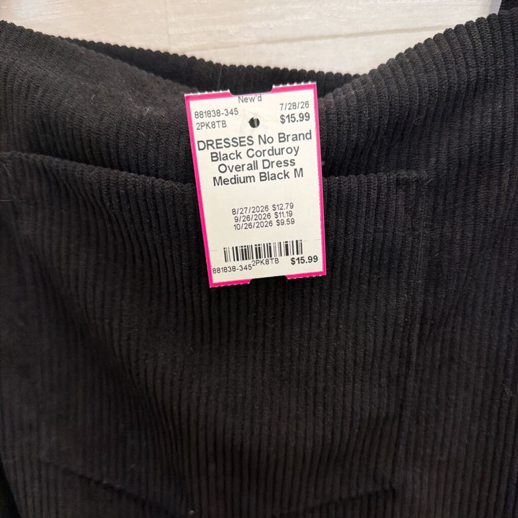 Black Corduroy Overall Dress Medium
