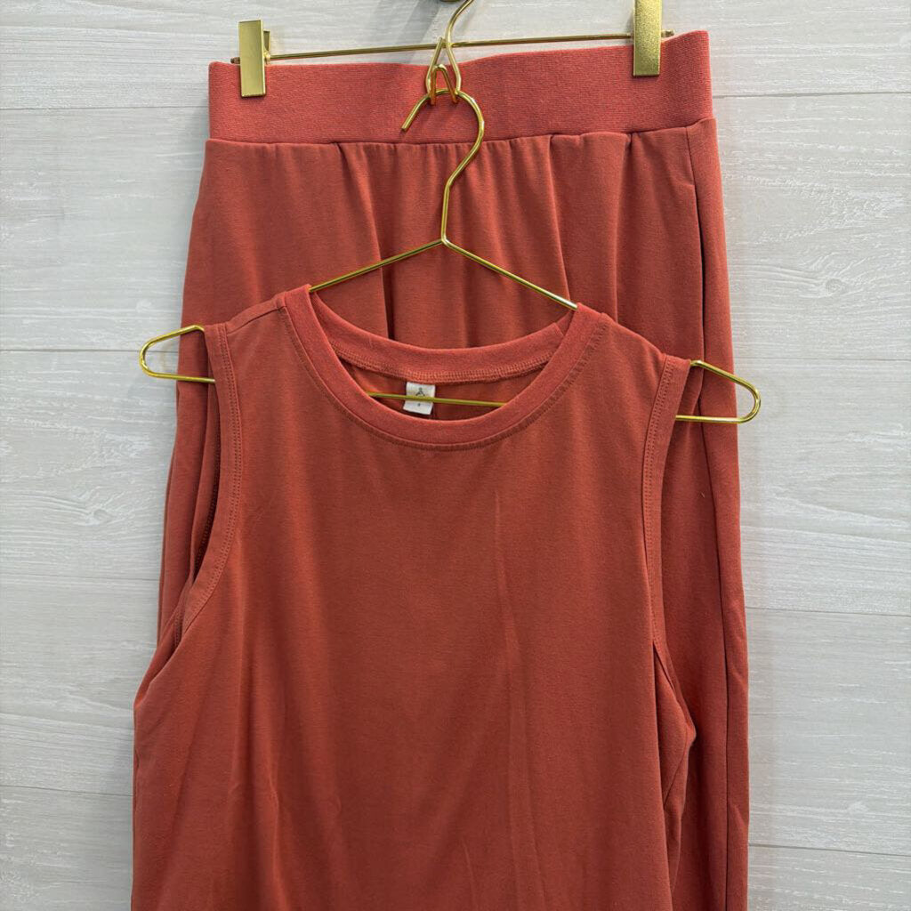 Anrabess Orange Tank/ Wide Leg Pants Lounge Set Small