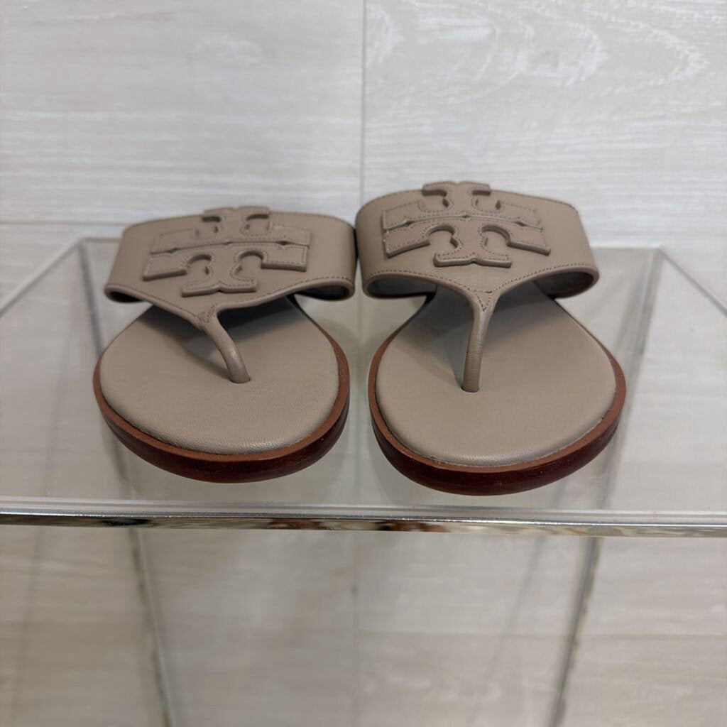 Tory Burch Grey Leather Jamie Weston Sandals 8