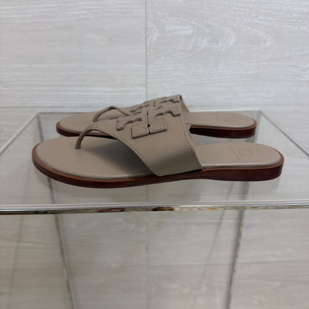 Tory Burch Grey Leather Jamie Weston Sandals 8