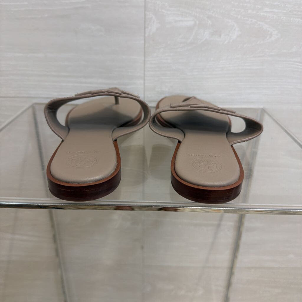 Tory Burch Grey Leather Jamie Weston Sandals 8