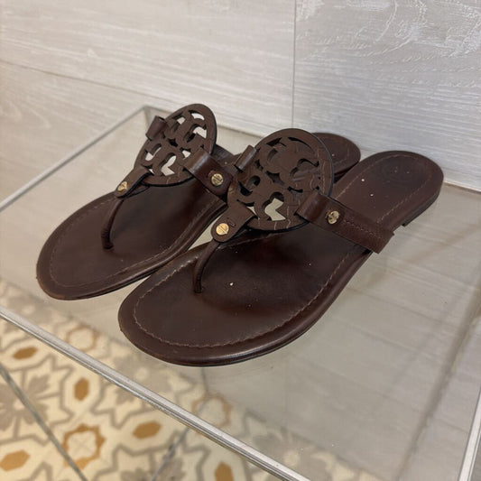 Tory Burch Brown Leather Miller Sandals 8.5