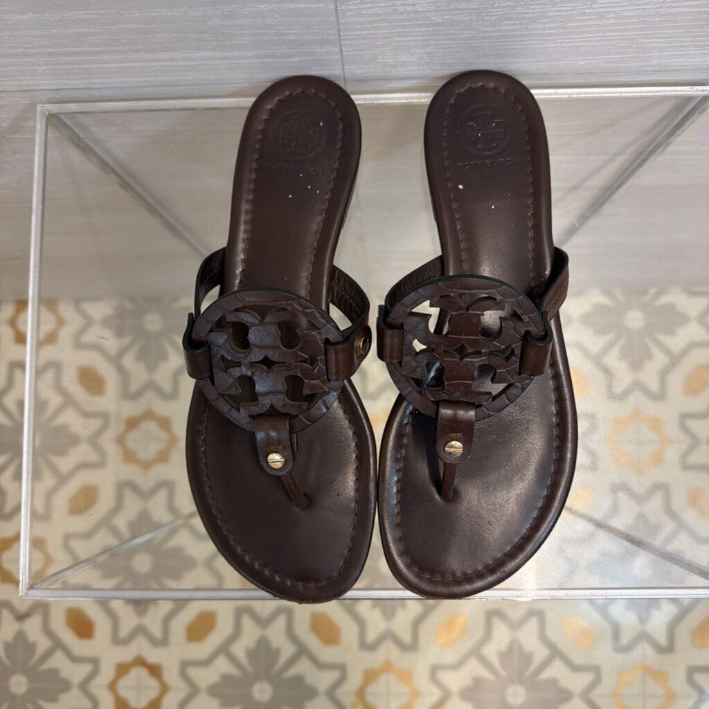 Tory Burch Brown Leather Miller Sandals 8.5