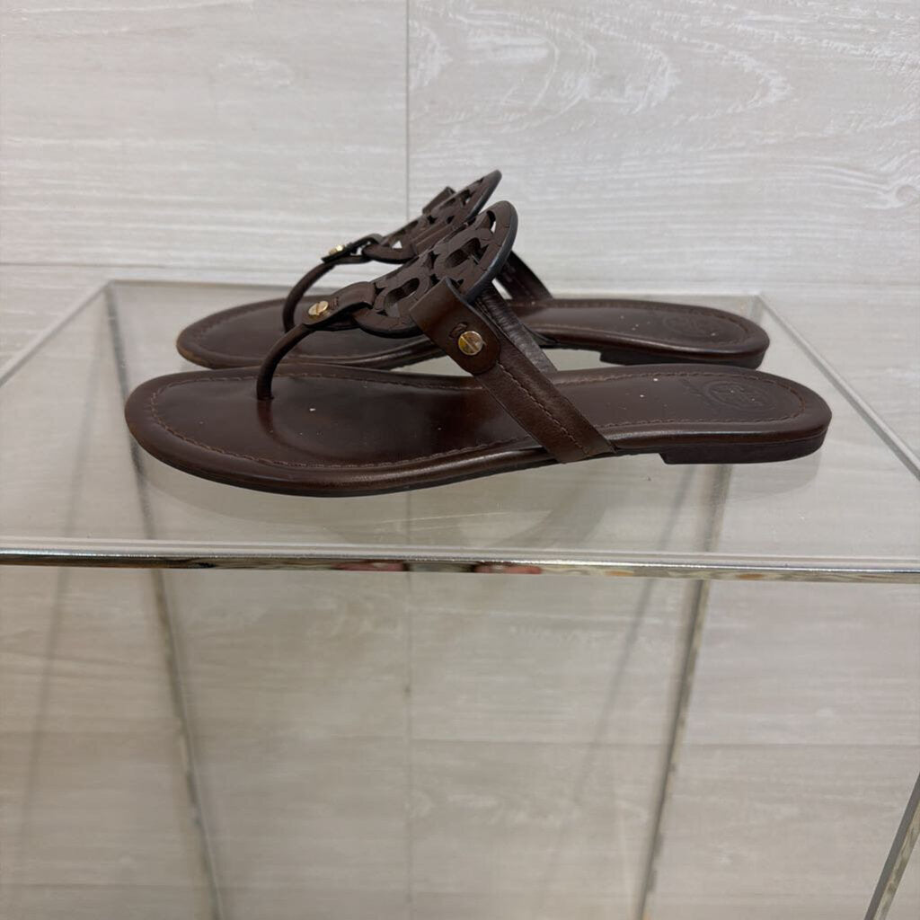 Tory Burch Brown Leather Miller Sandals 8.5