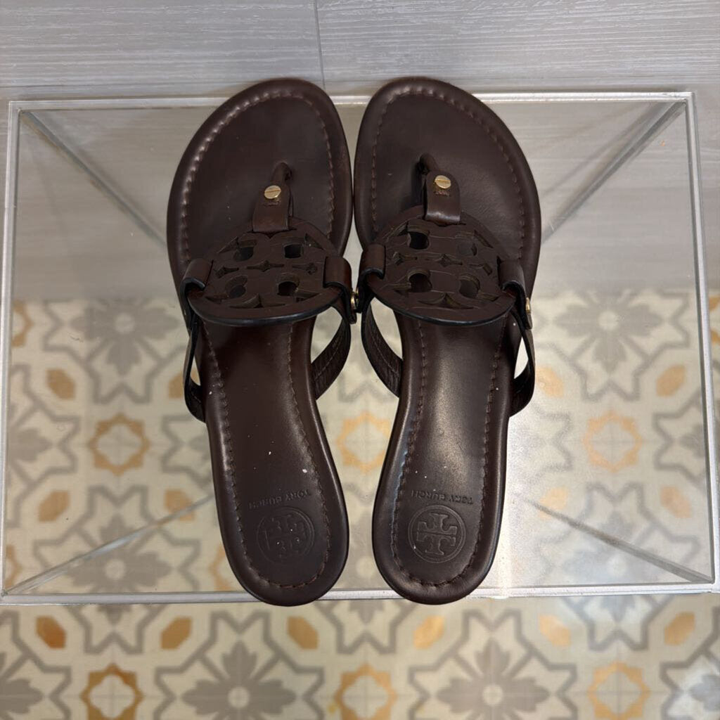Tory Burch Brown Leather Miller Sandals 8.5