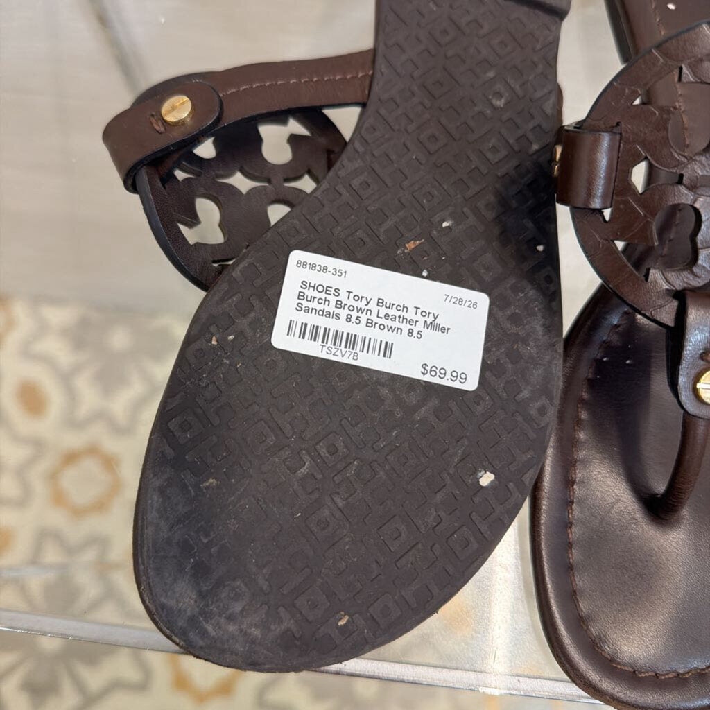 Tory Burch Brown Leather Miller Sandals 8.5
