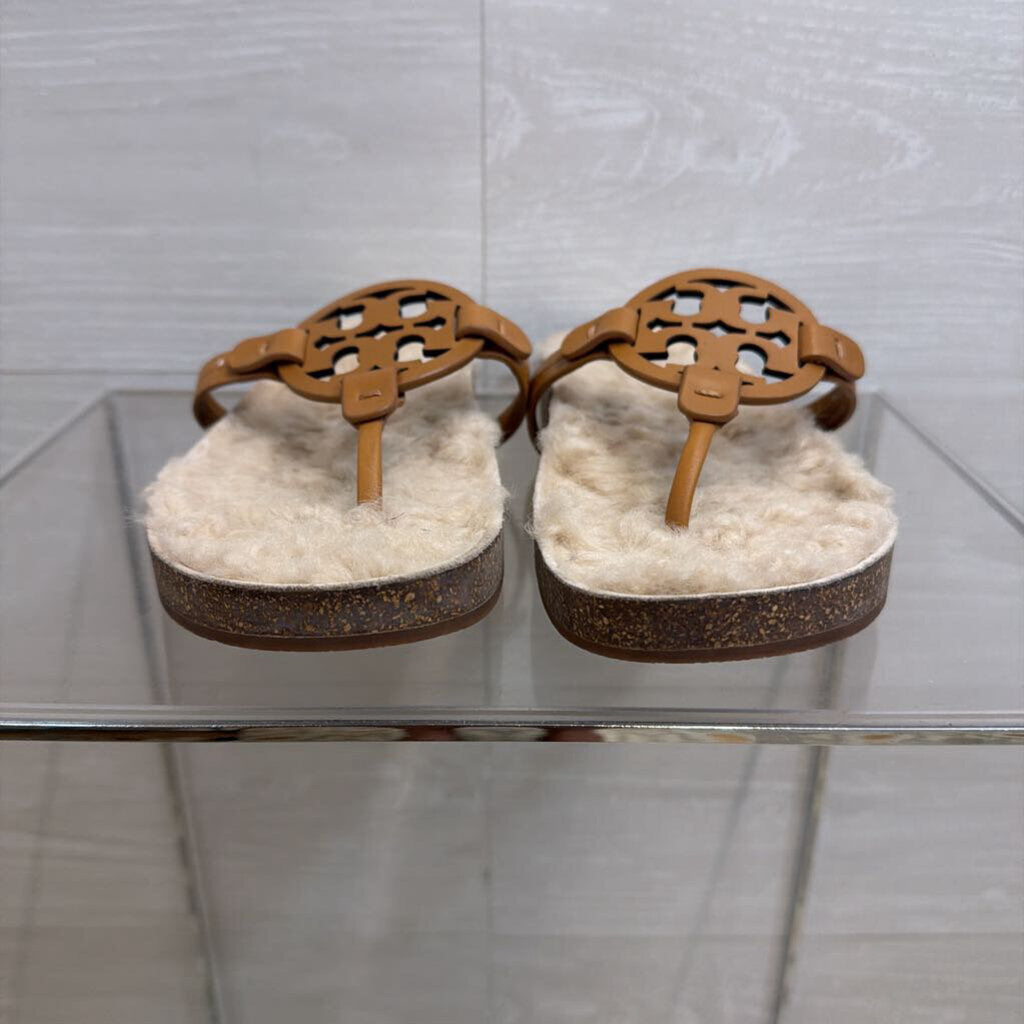 Tory Burch Brown Miller Cloud Shearling Sandals 8
