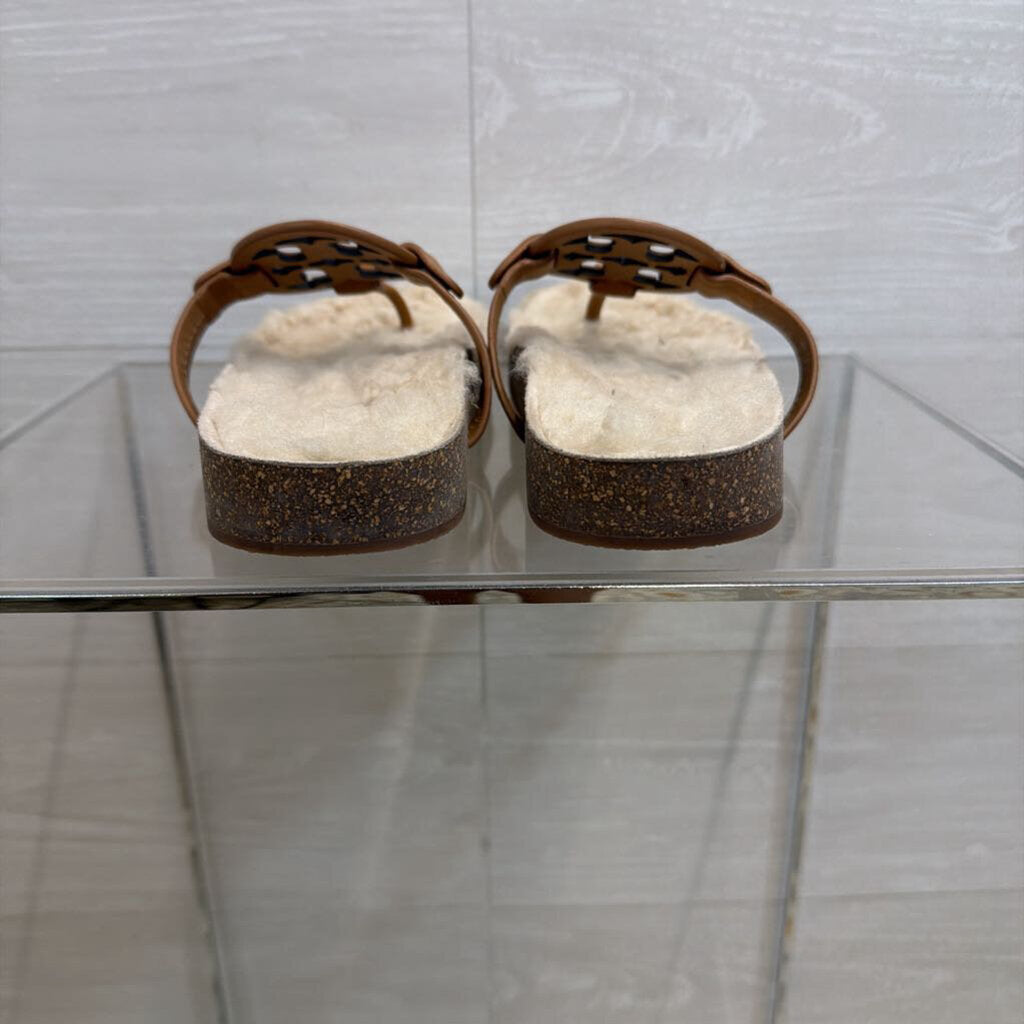 Tory Burch Brown Miller Cloud Shearling Sandals 8