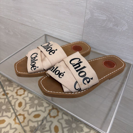 Chloe Woody Flat Slide Sandals 39