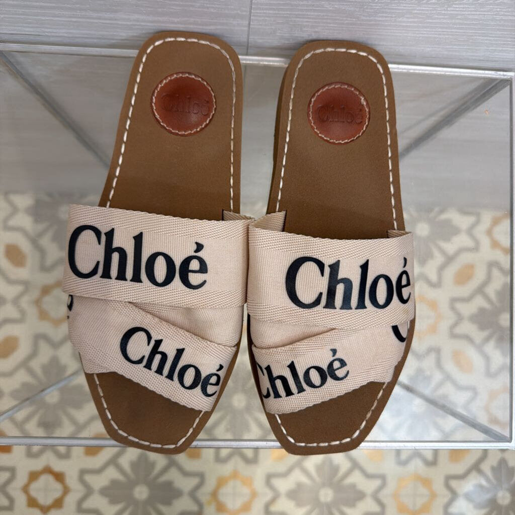 Chloe Woody Flat Slide Sandals 39