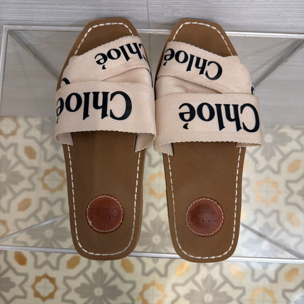 Chloe Woody Flat Slide Sandals 39