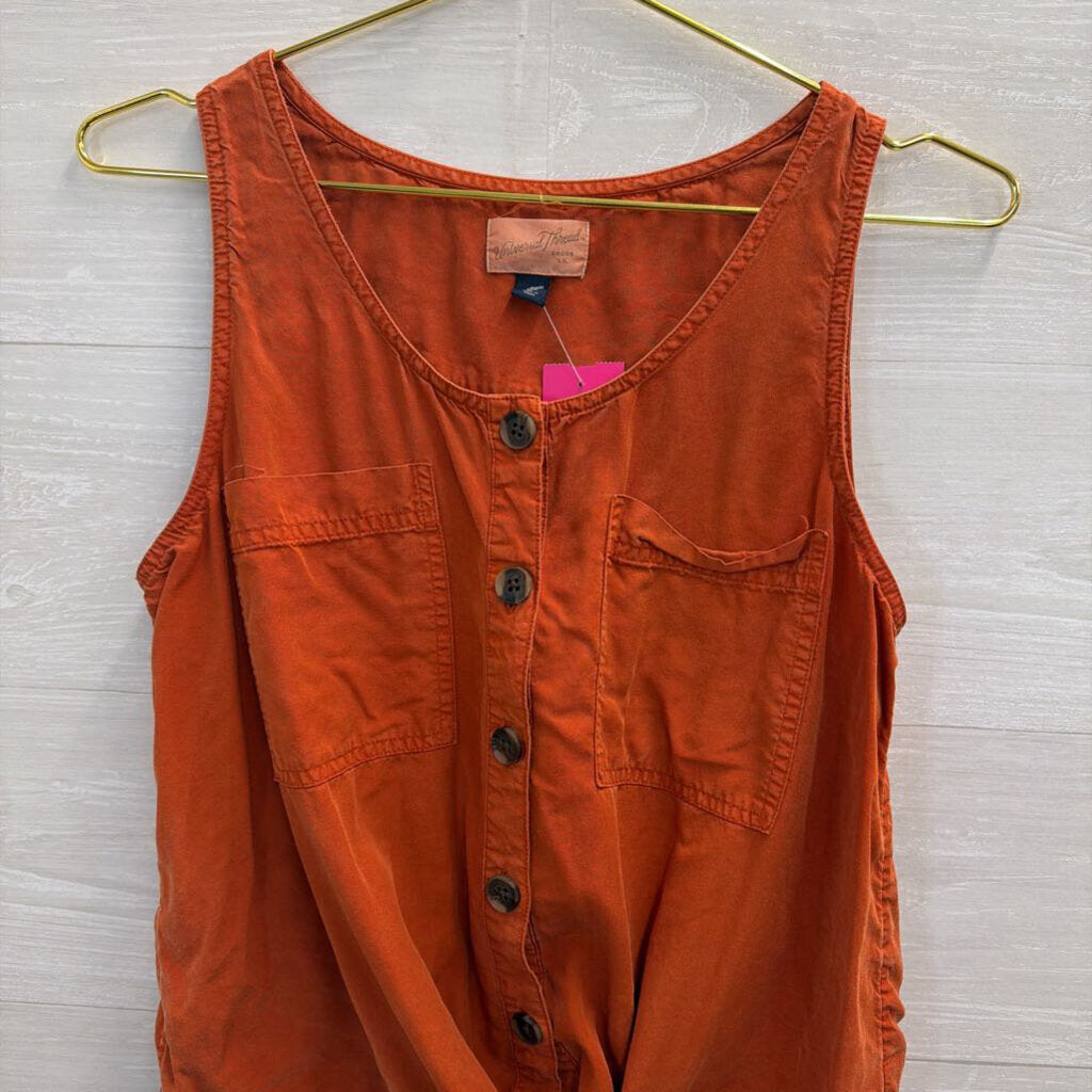 Orange Button Tie Front Tank Top Small