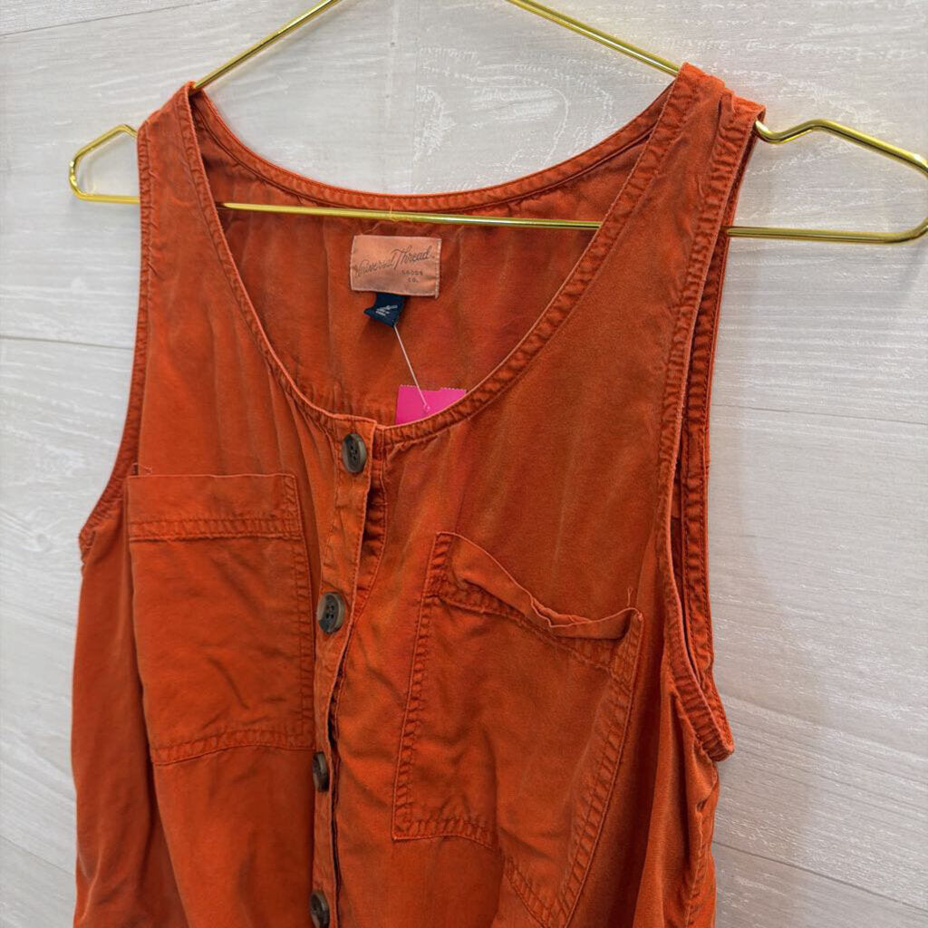 Orange Button Tie Front Tank Top Small