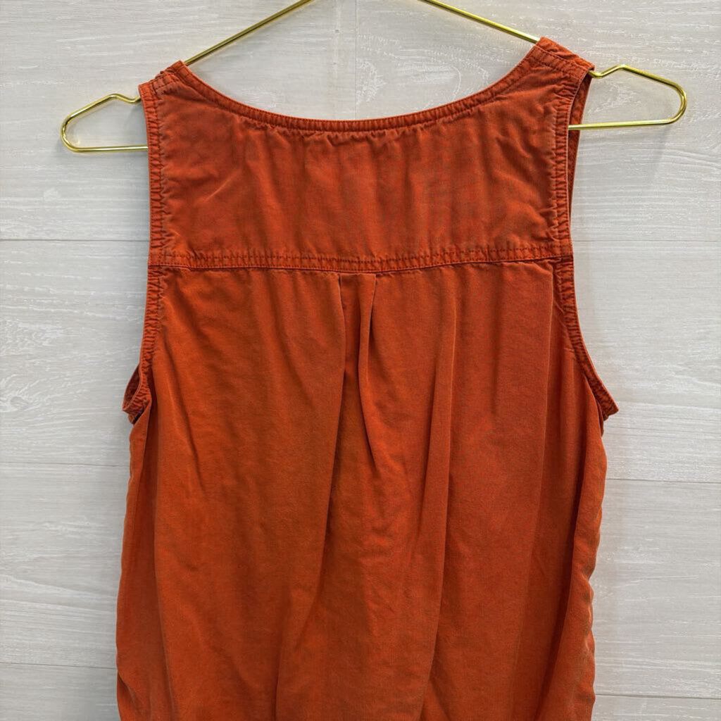 Orange Button Tie Front Tank Top Small