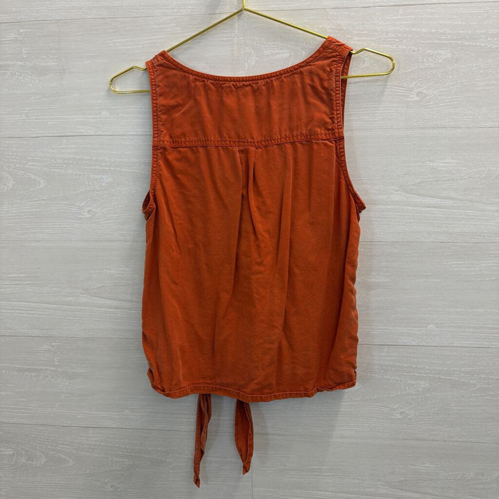 Orange Button Tie Front Tank Top Small
