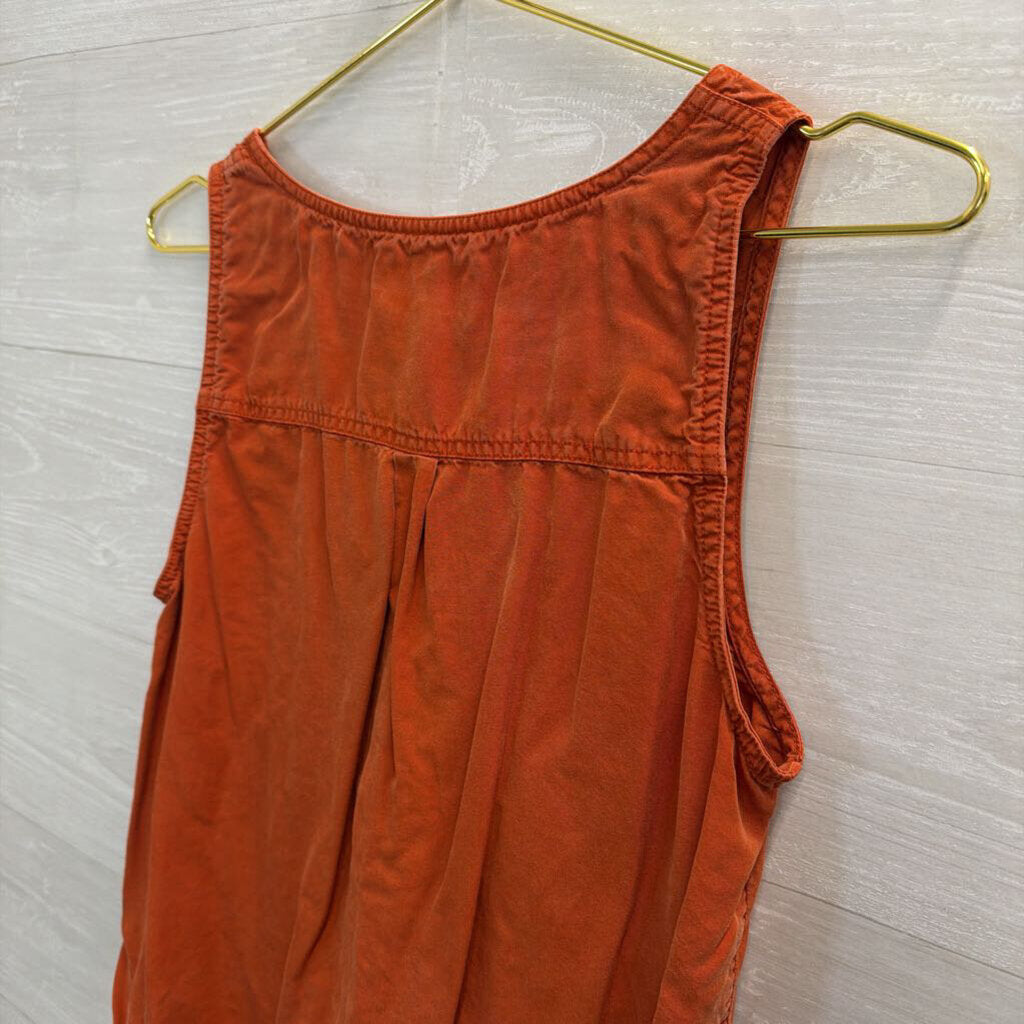 Orange Button Tie Front Tank Top Small