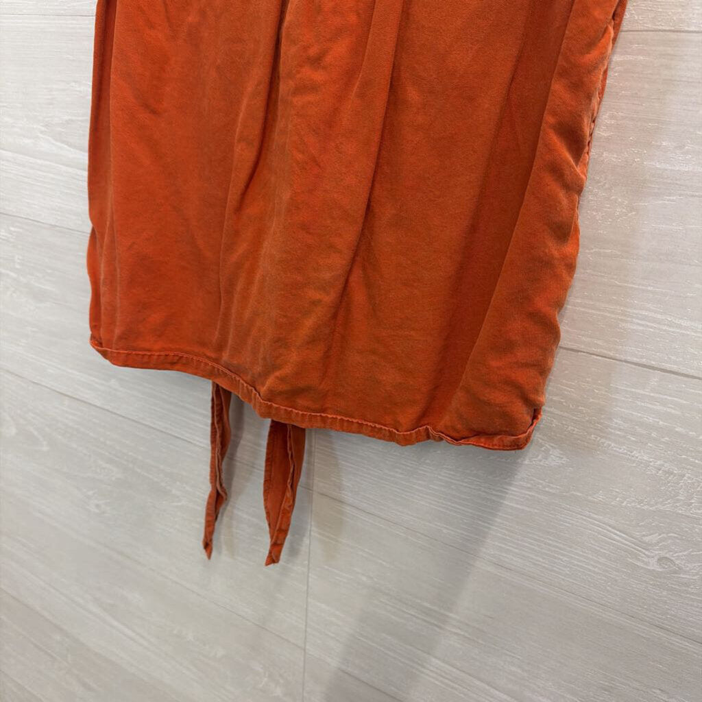 Orange Button Tie Front Tank Top Small