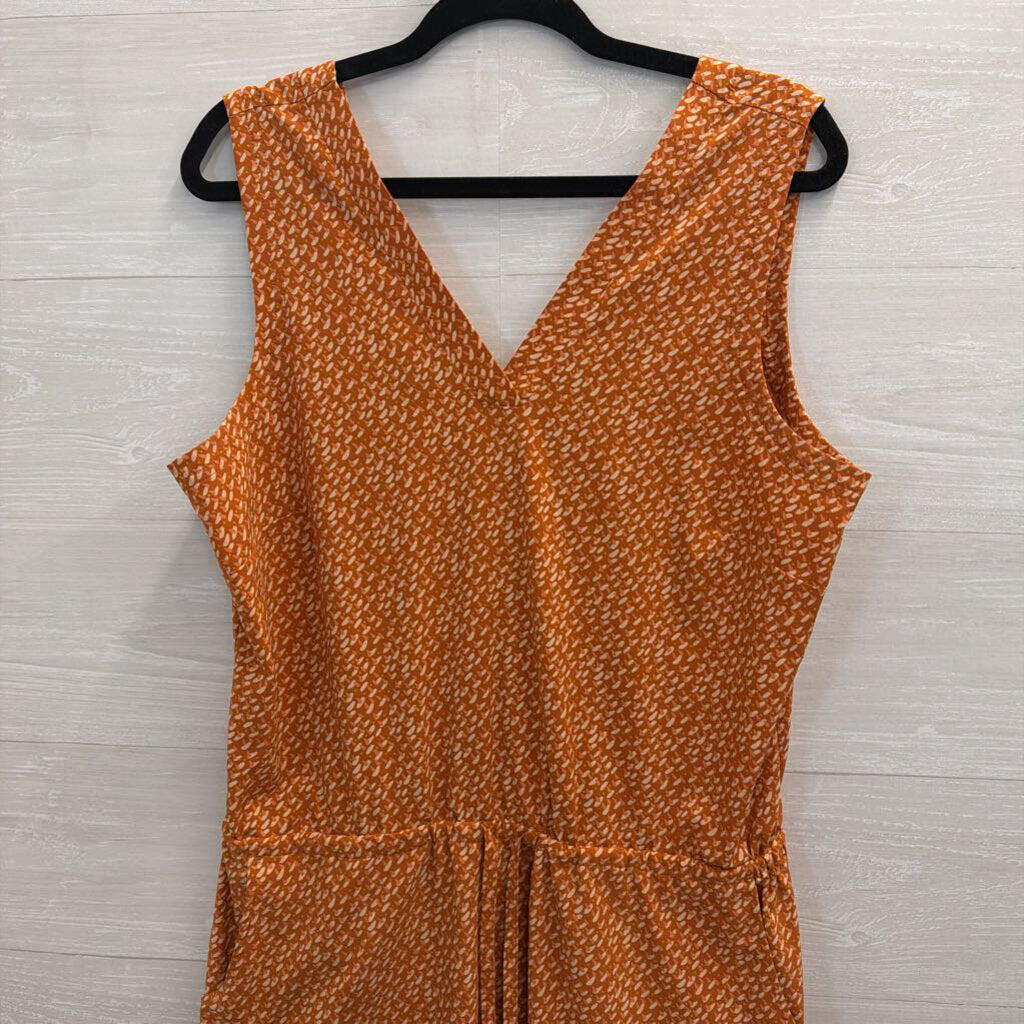 Toad and Co Orange Print Sleeveless Dress Large