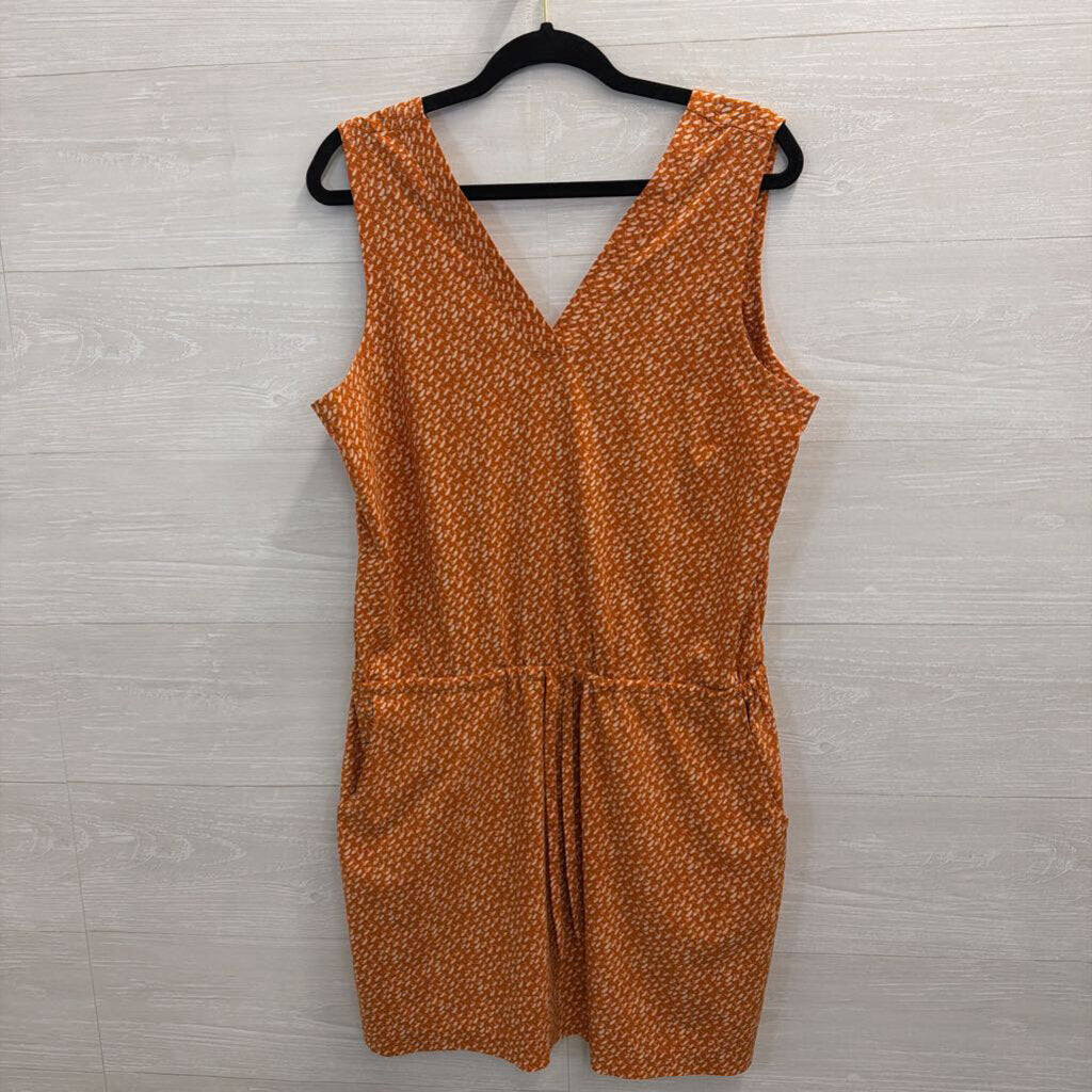 Toad and Co Orange Print Sleeveless Dress Large