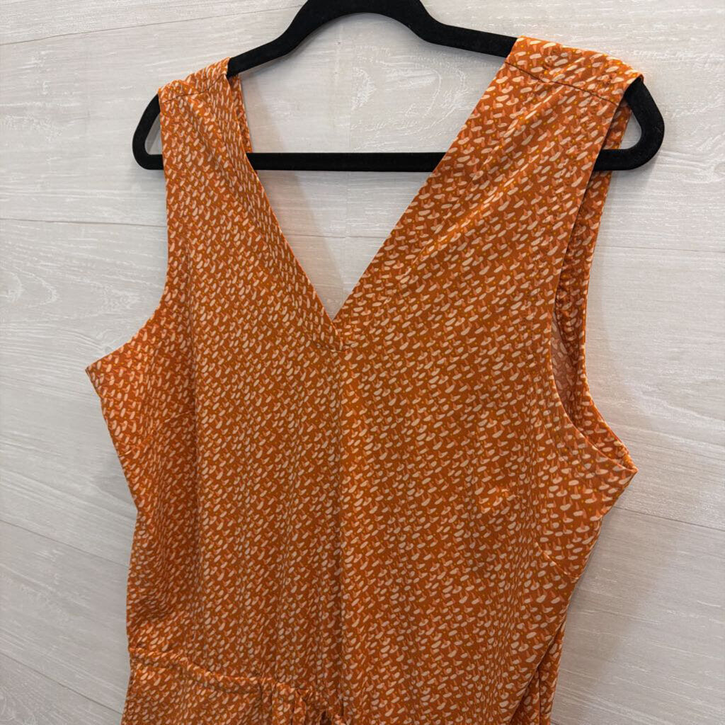 Toad and Co Orange Print Sleeveless Dress Large