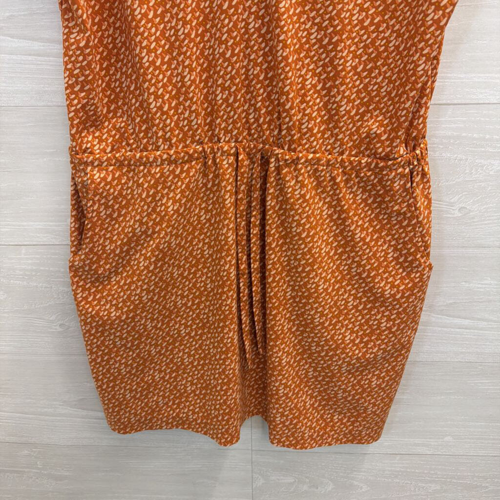 Toad and Co Orange Print Sleeveless Dress Large