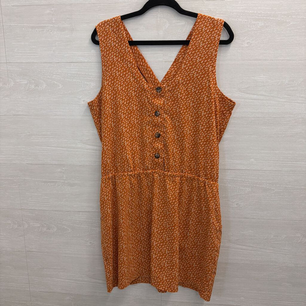 Toad and Co Orange Print Sleeveless Dress Large