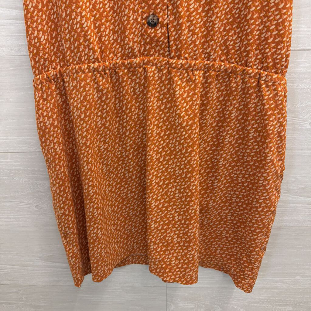 Toad and Co Orange Print Sleeveless Dress Large